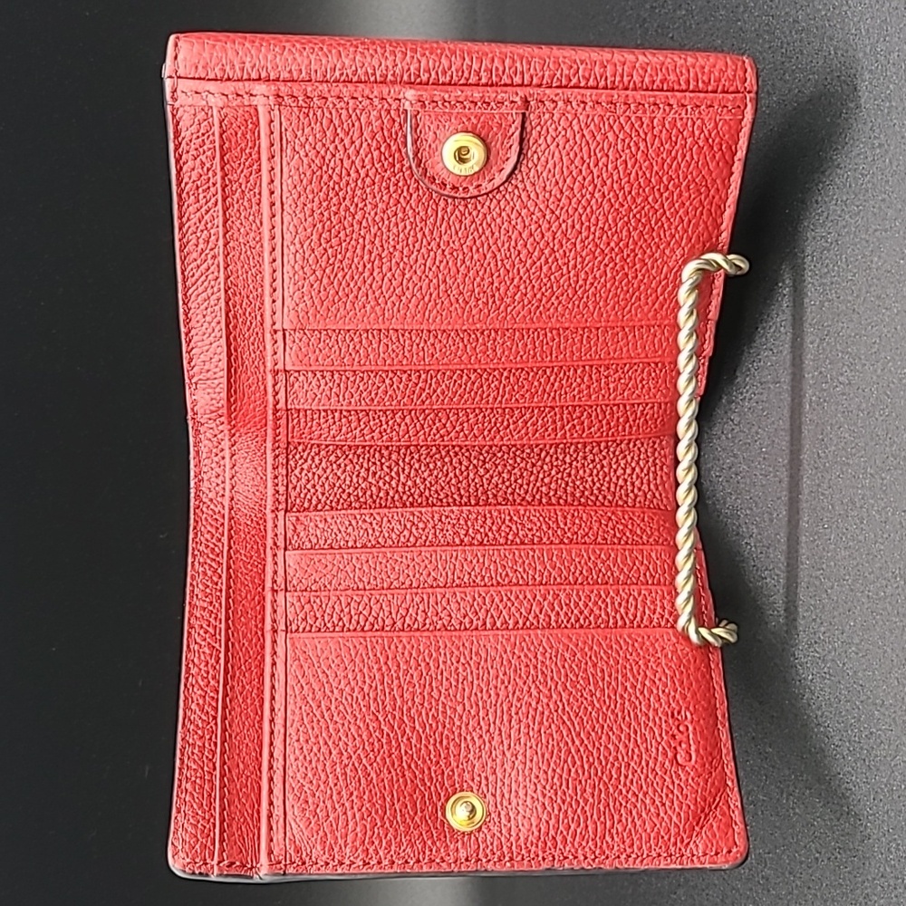 Chloé Georgia Red Leather Compact Bifold Wallet - Picture 12 of 16